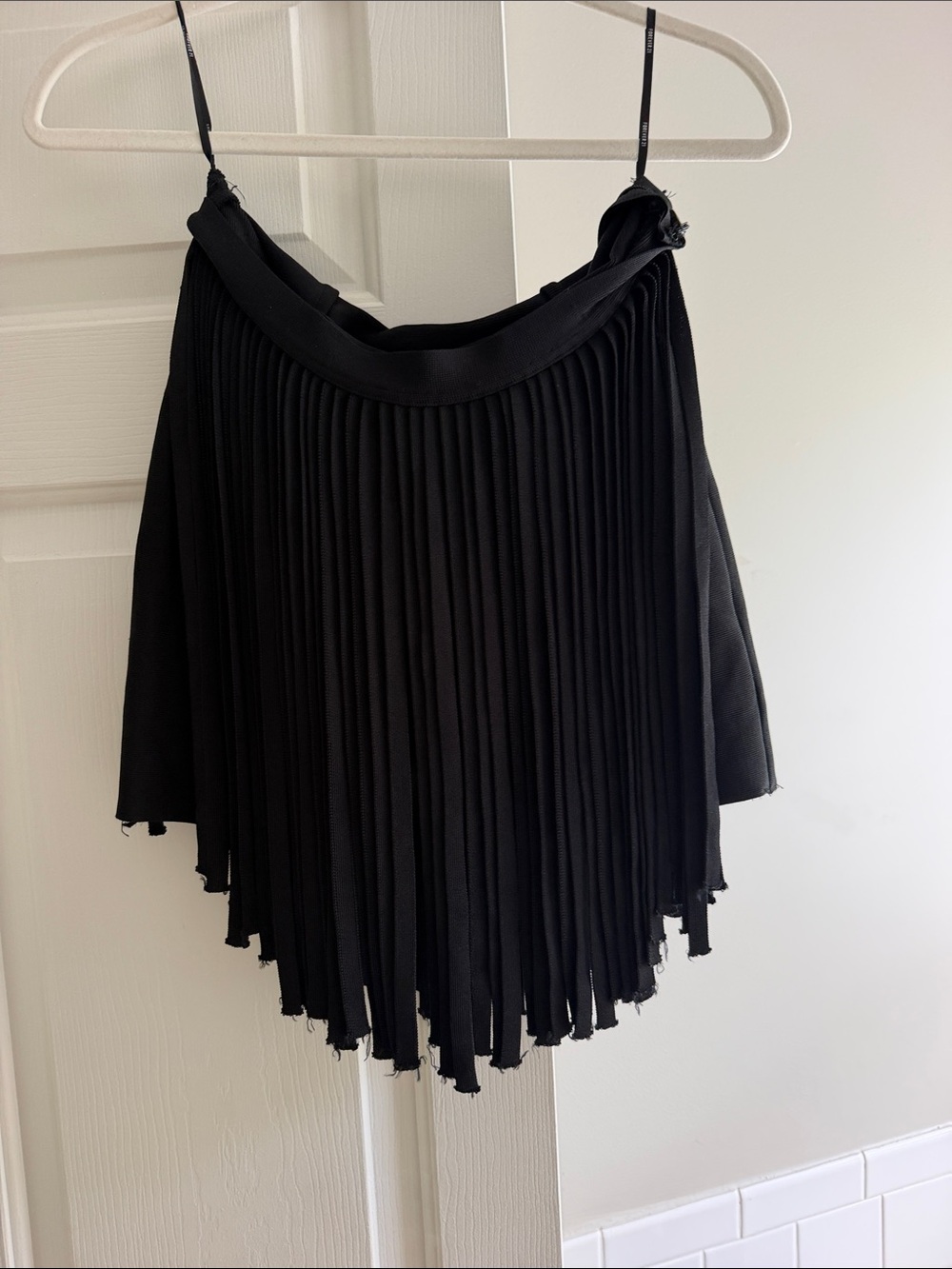 Women's Black Pleated Fringe Skirt